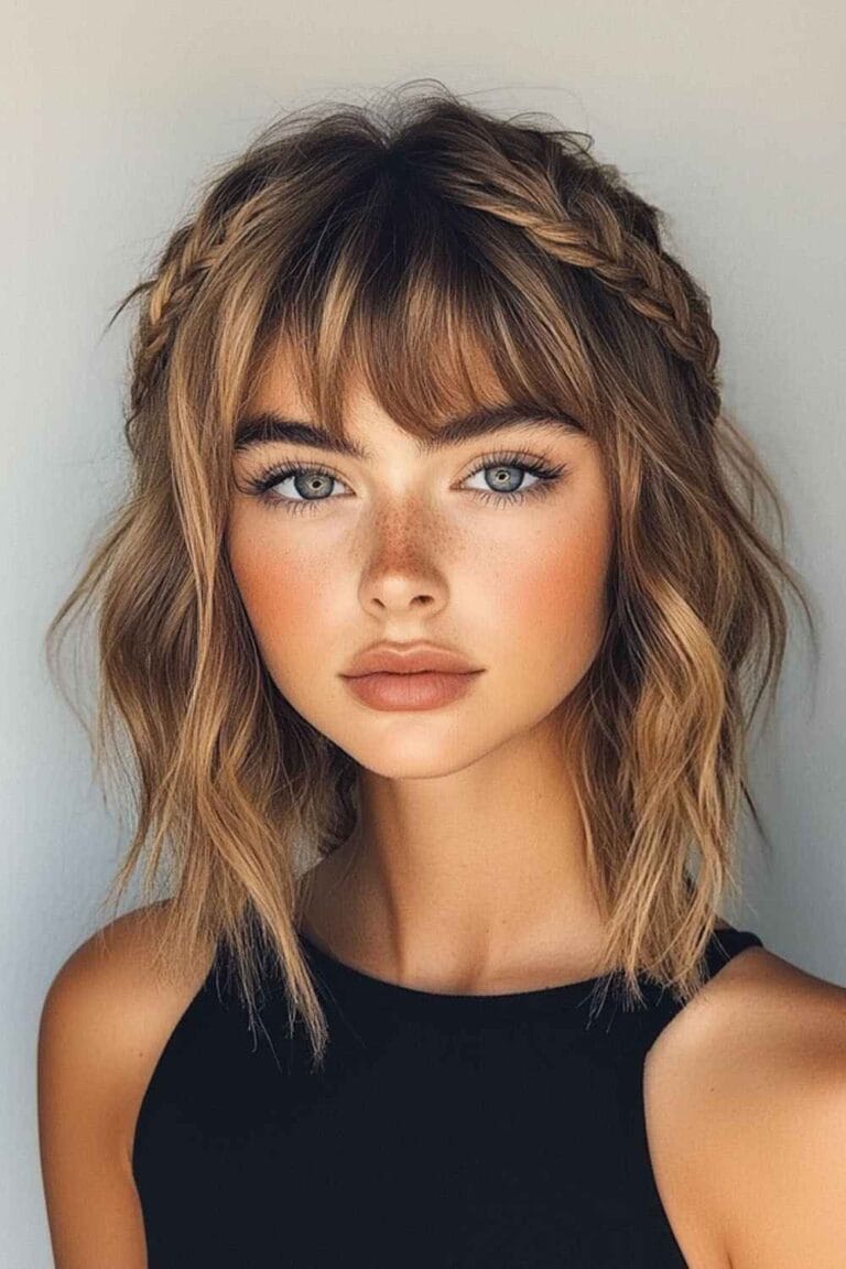 Medium Length Hairstyles That Always Look Good Brass Braided Bangs