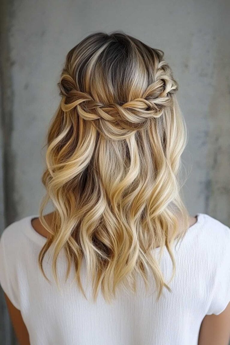 Medium Length Hairstyles That Always Look Good Twisted Crown Half Up medium