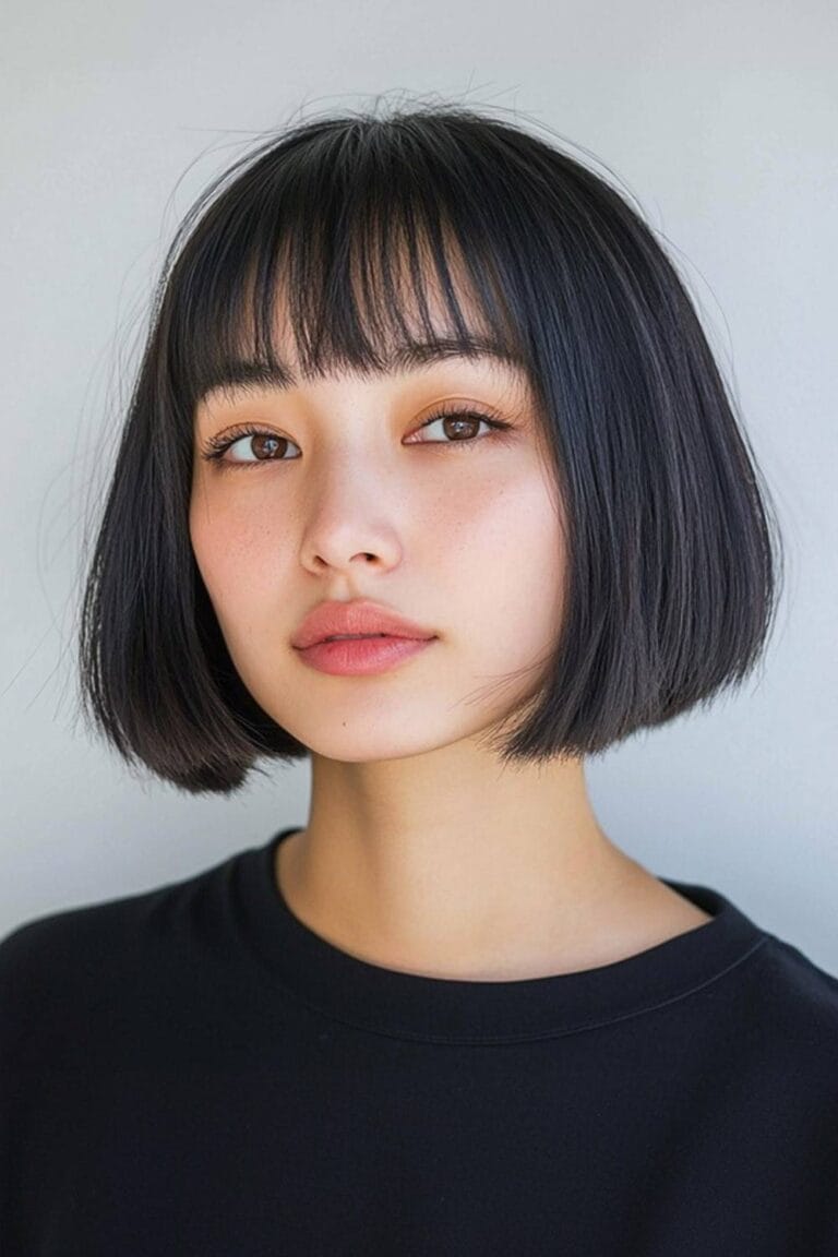 Asian Women's Short Hairstyles to Try for a Stunning New Look Bob with Blunt Bangs