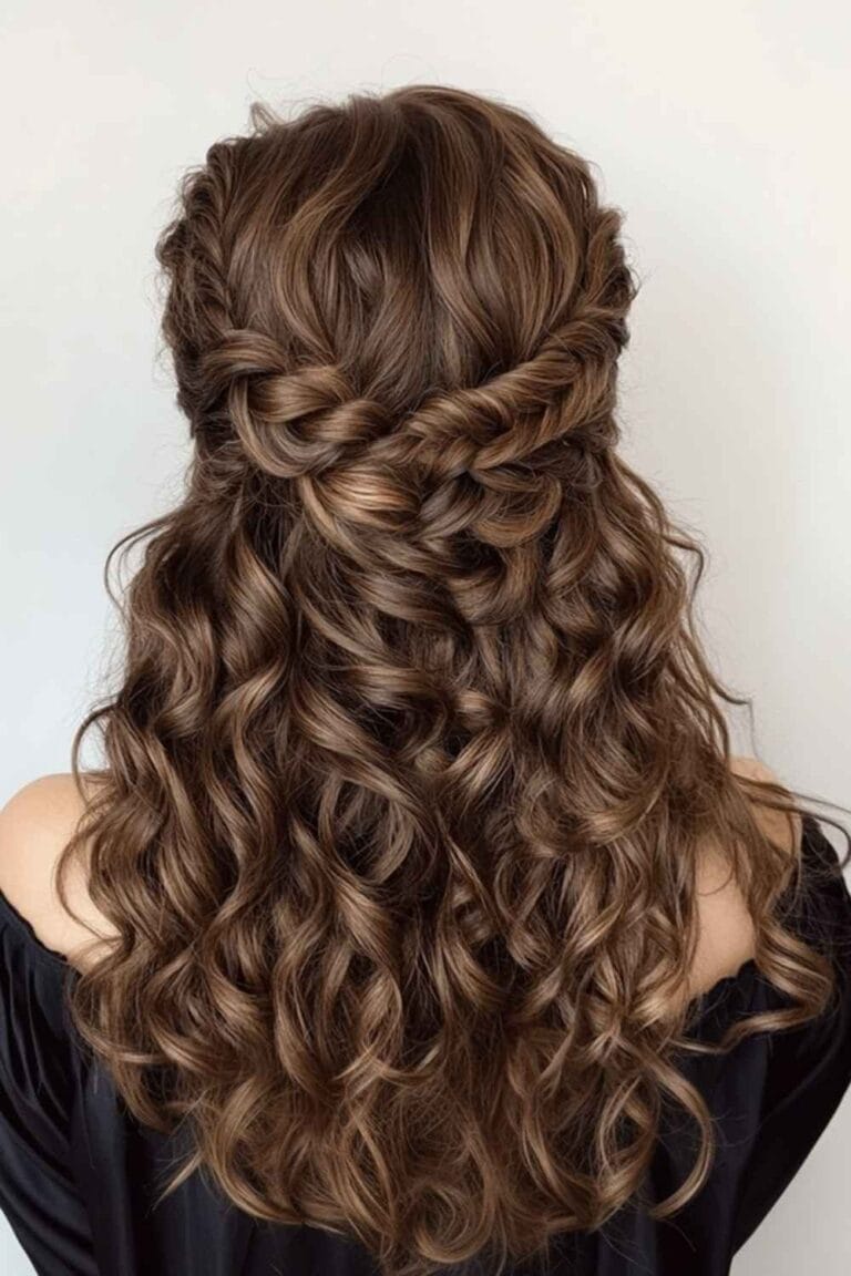 Brunette Curly Hairstyles to Inspire Your Next Hair Makeover Braided Crown with Curls