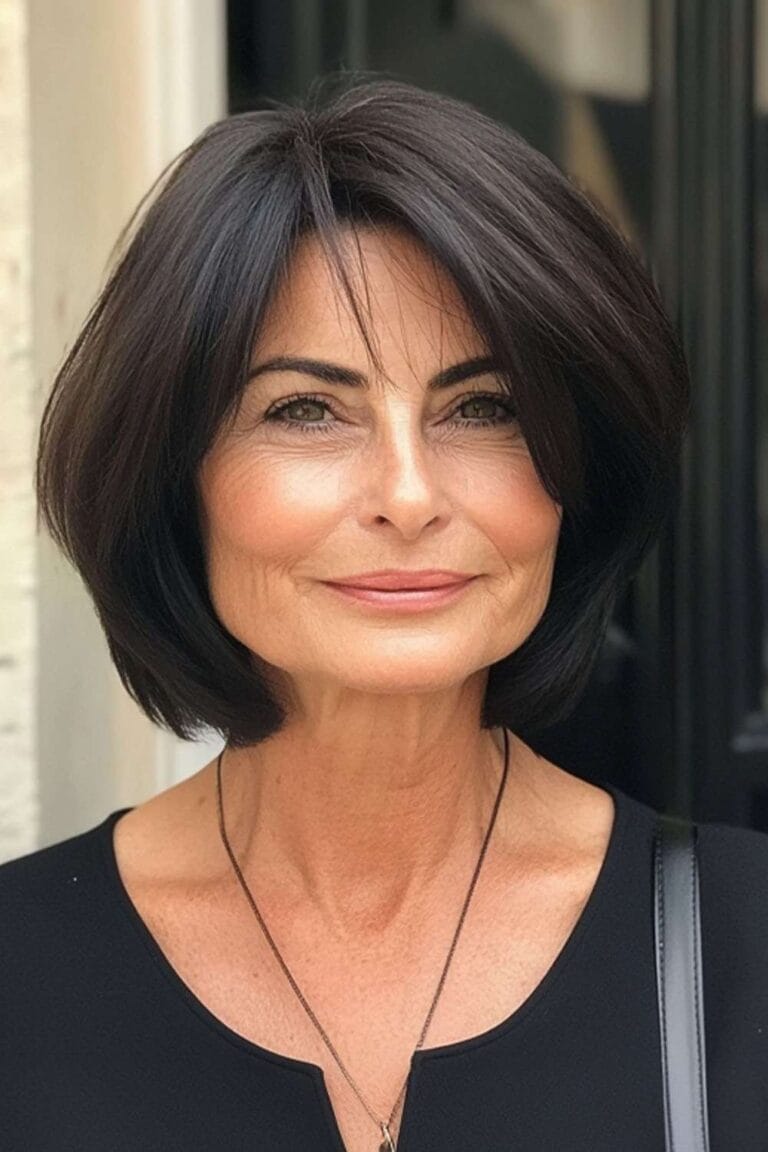 Flattering Hairstyles for Women Over 50 with Thin Hair Classic French Bob 1