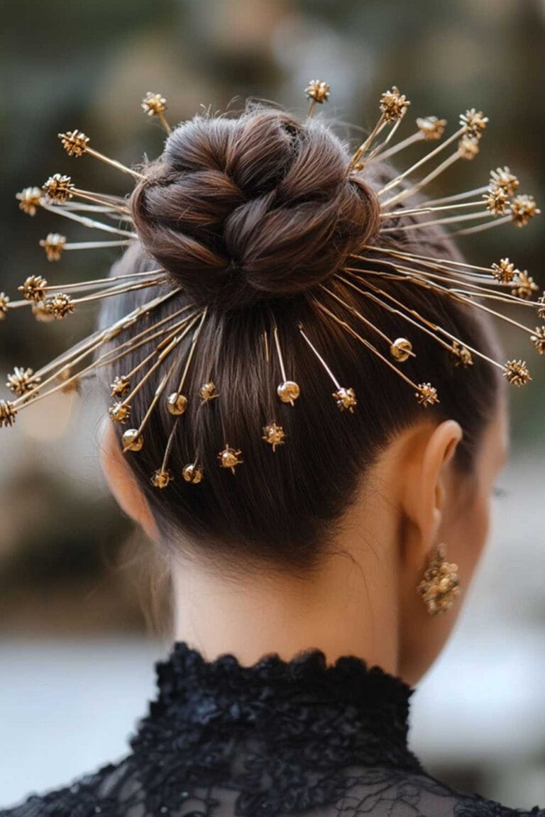 Stylish: Trending Summer Hair Looks for 2025 Crown Of Pins hair in bun