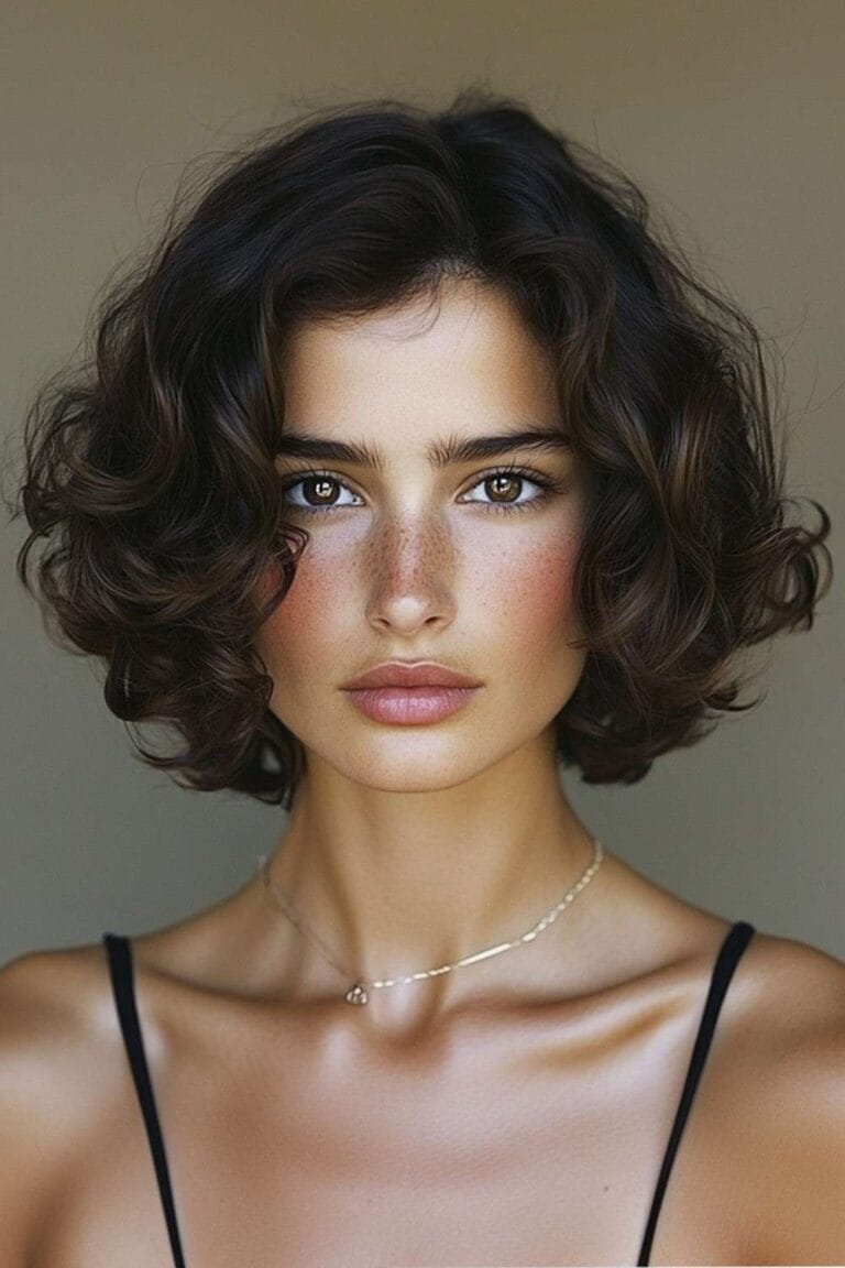 Brunette Curly Hairstyles to Inspire Your Next Hair Makeover curly bob with side part