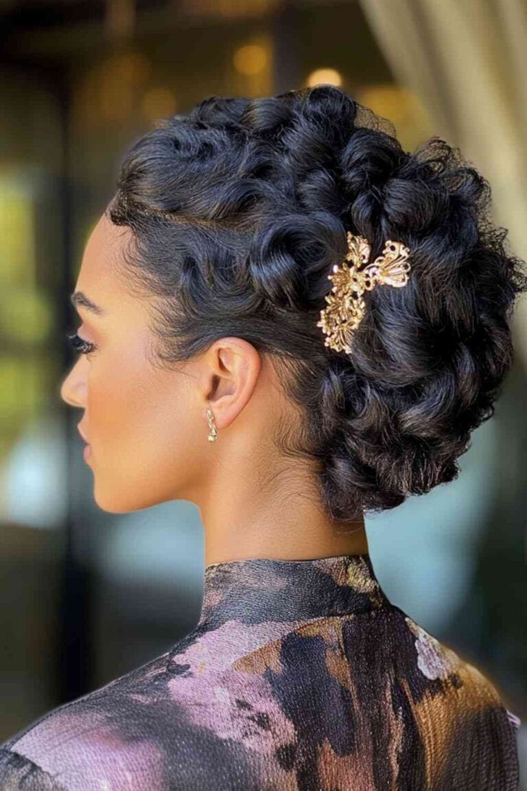 Curly Hairstyles for Effortless Daily Looks Curly Claw Clip Updo 2
