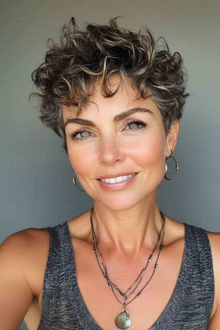 Flattering Hairstyles for Women Over 50 with Thin Hair Curly Pixie Cut 1