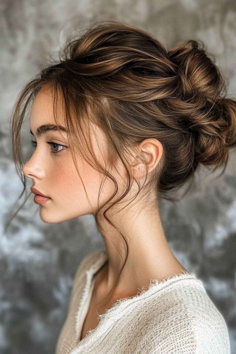 Stylish: Trending Summer Hair Looks for 2025 Messy Bun with Face Framing Tendrils