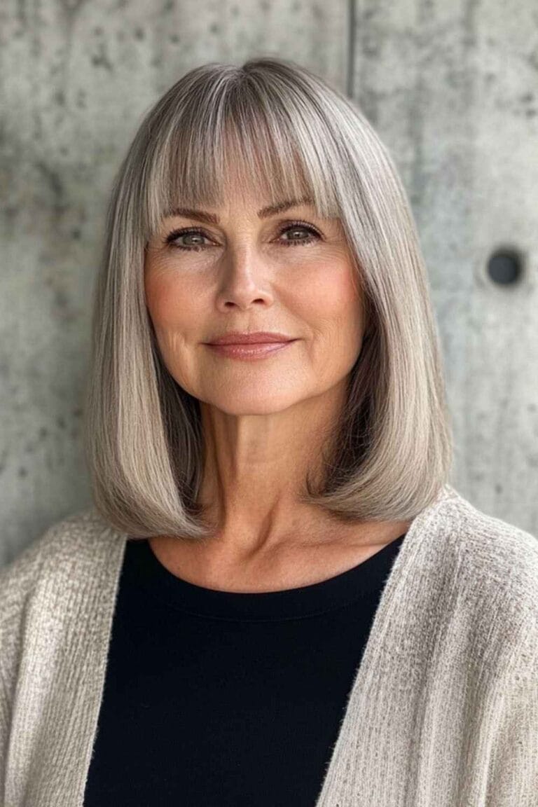 Flattering Hairstyles for Women Over 50 with Thin Hair Shoulder Length Lob Long Bob 1