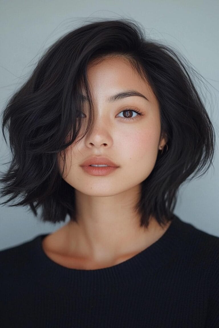 Asian Women's Short Hairstyles to Try for a Stunning New Look Side Parted Bob with Subtle Waves