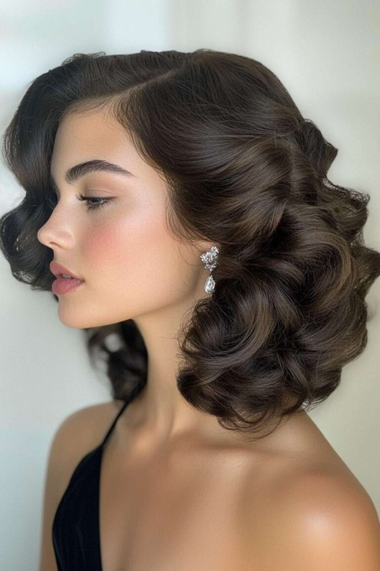 Brunette Curly Hairstyles to Inspire Your Next Hair Makeover Side Swept Curly Glam