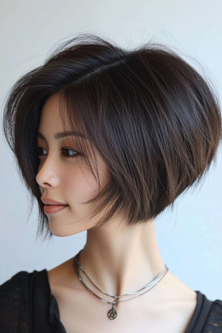Asian Women's Short Hairstyles to Try for a Stunning New Look Stacked Bob with Volume at the Back