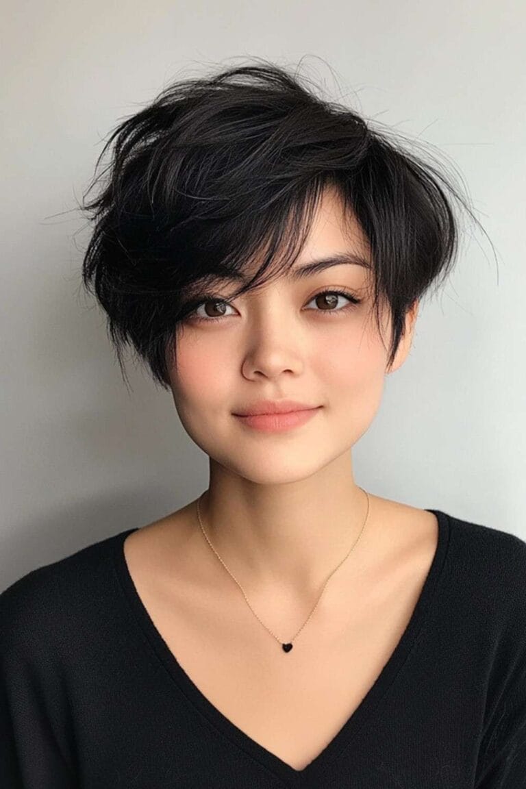 Asian Women's Short Hairstyles to Try for a Stunning New Look Textured Pixie with Side Swept Bangs