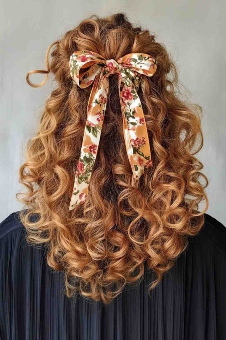 Curly Hairstyles for Effortless Daily Looks Tied with Ribbons curly