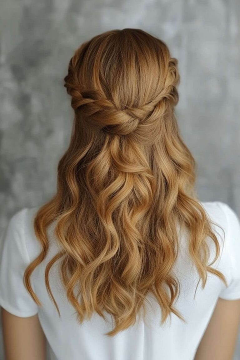 Wavy Hair Ideas for Any Style Vibe Twisted Half Up Wavy
