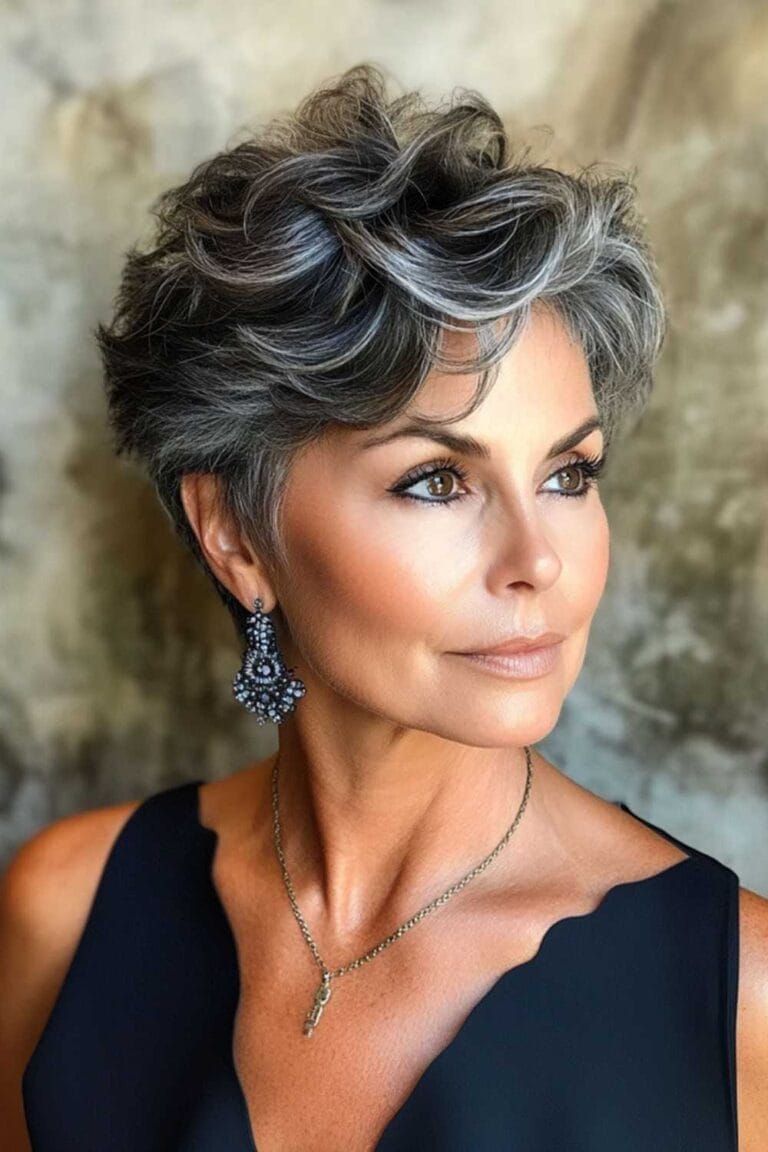 Flattering Hairstyles for Women Over 50 with Thin Hair Volumized Crown Pixie 1