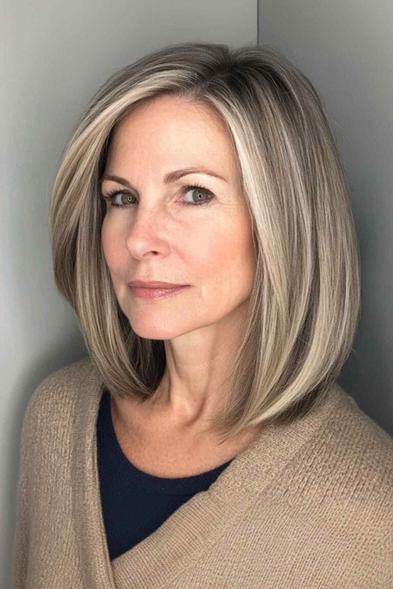 Flattering Hairstyles for Women Over 50 with Thin Hair sleeksidepartedlob