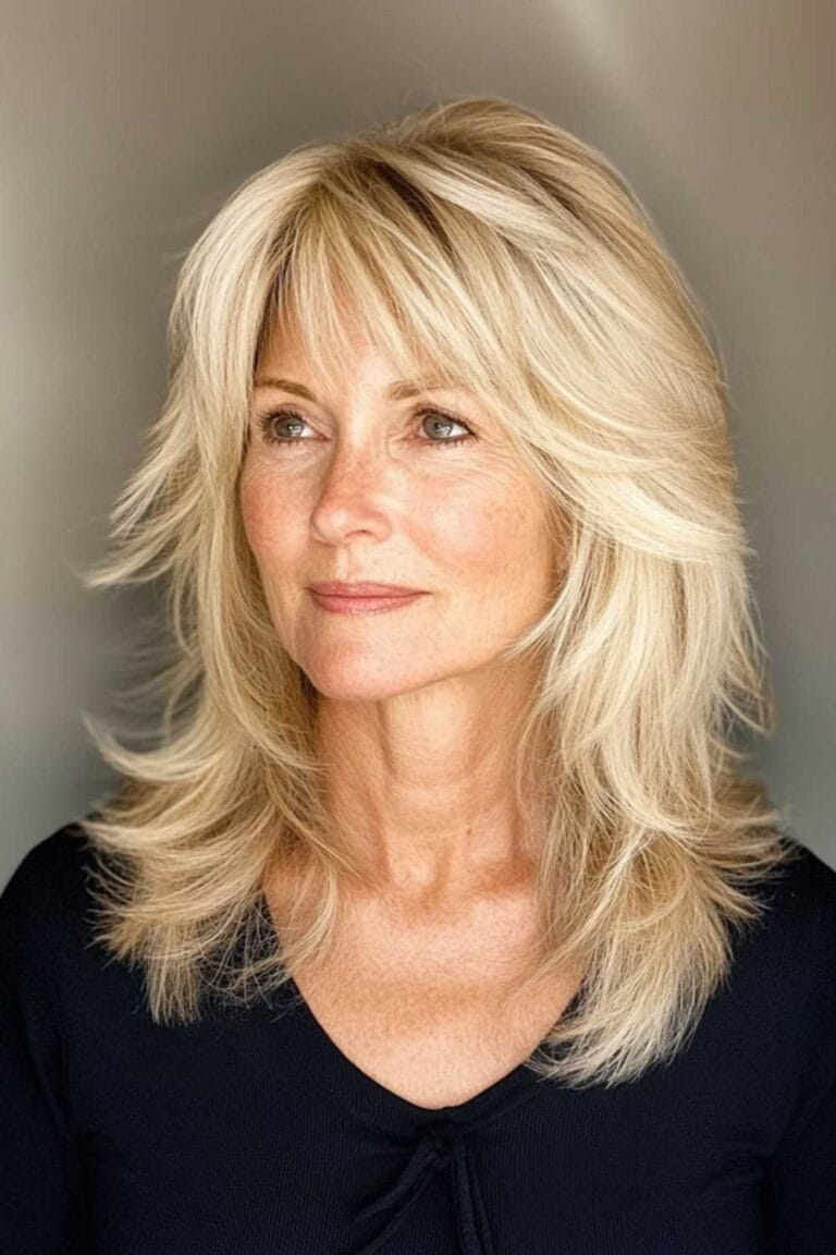 Haircuts for Women Over 50 That Look Amazing Feathered Layers with Side Bangs