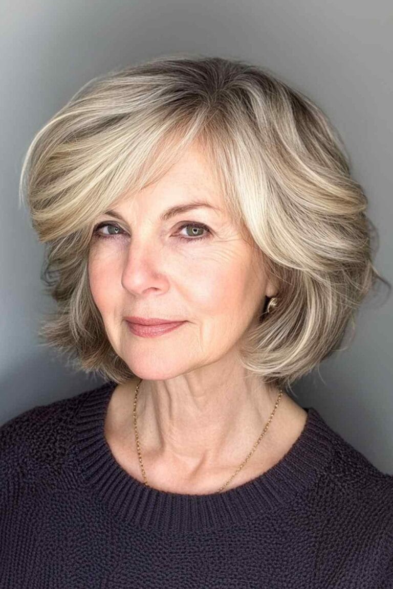 Haircuts for Women Over 50 That Look Amazing Jaw Length with Feathered Ends