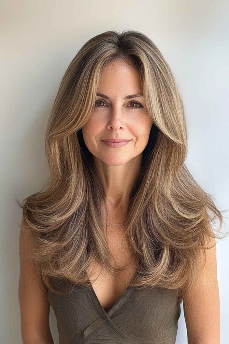 Haircuts for Women Over 50 That Look Amazing LayeredLong Cut with Subtle Highlights Haircut